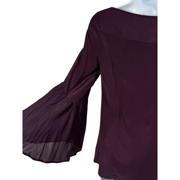 Nanette Lepore Silk Purple Long Bell Sleeve Blouse Whimsy Romantic Size 0 XS - Picture 12 of 16